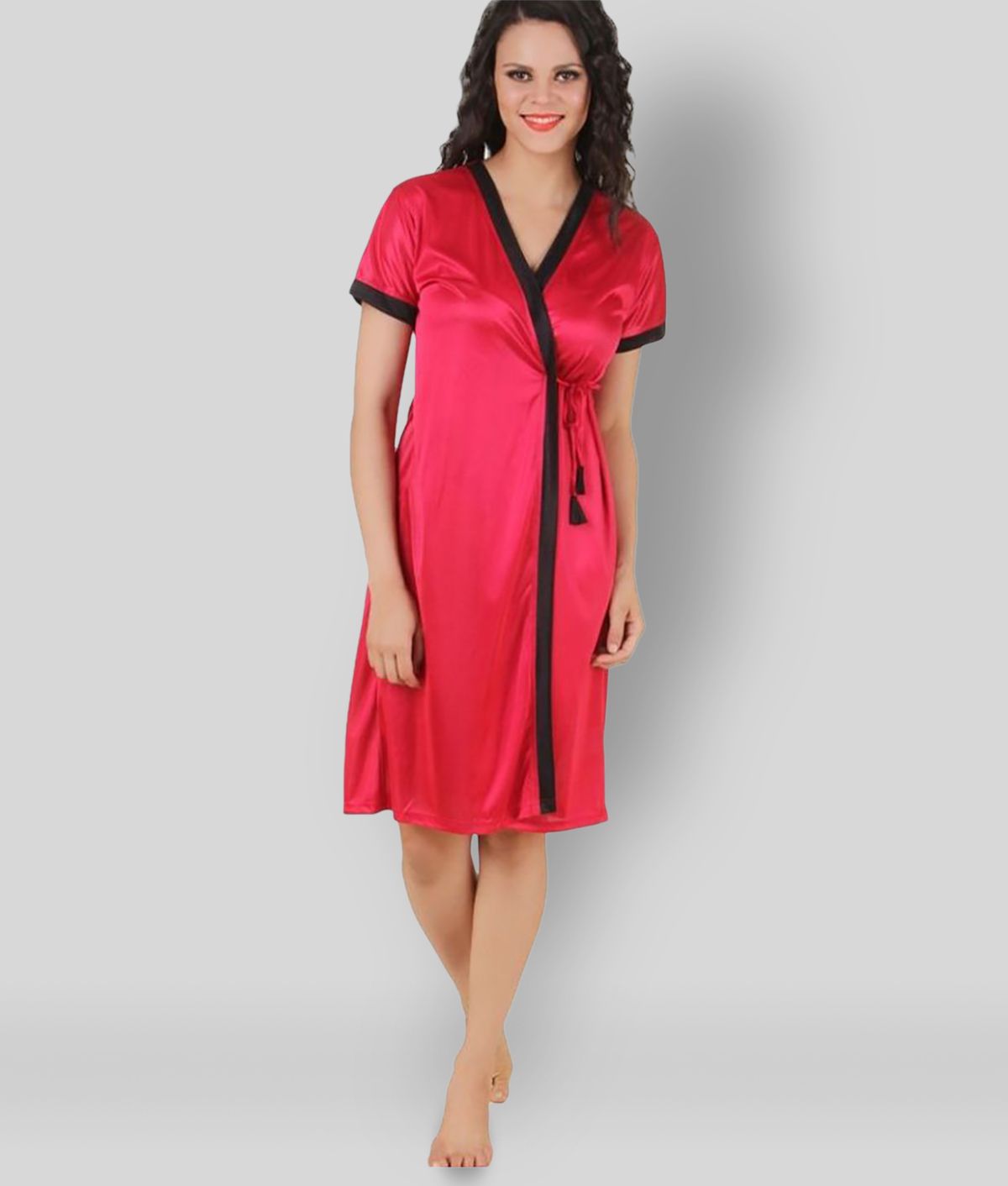     			Fasense - Pink Satin Women's Nightwear Nighty & Night Gowns ( Pack of 1 )