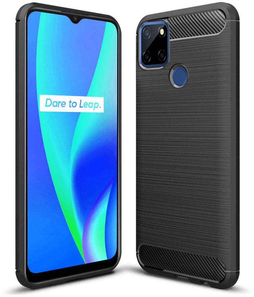     			Spectacular Ace - Black Silicon Plain Back Cover Compatible For Realme C12 ( Pack of 1 )