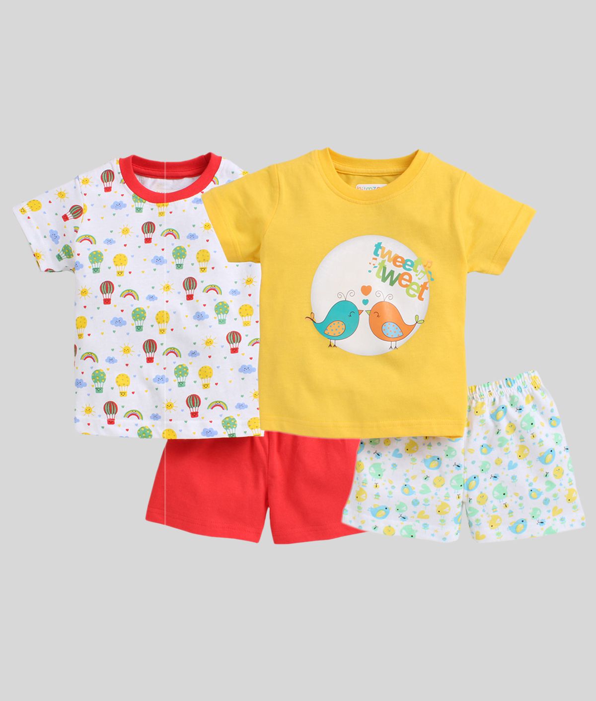     			BUMZEE Red & Yellow Baby Girls T-Shirt & Shorts Set Pack of 2 Age - 3-6 Months
