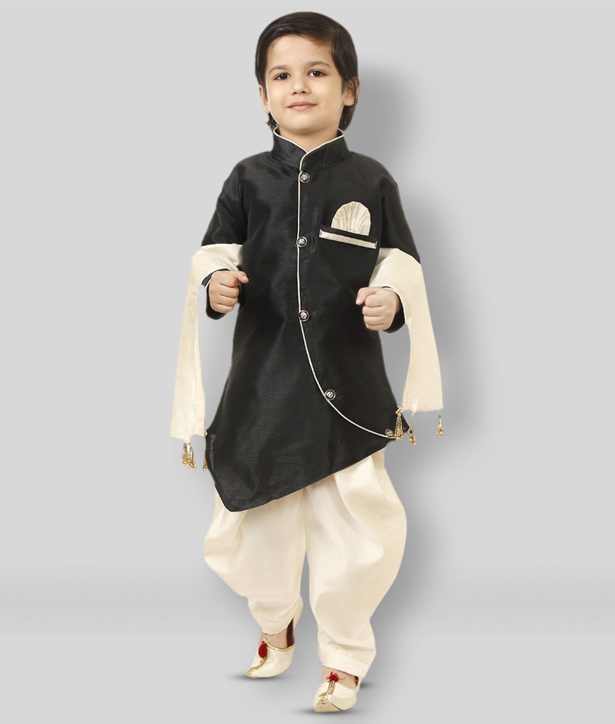     			Boy's Black Kurta & Pyjama Dopatta Set