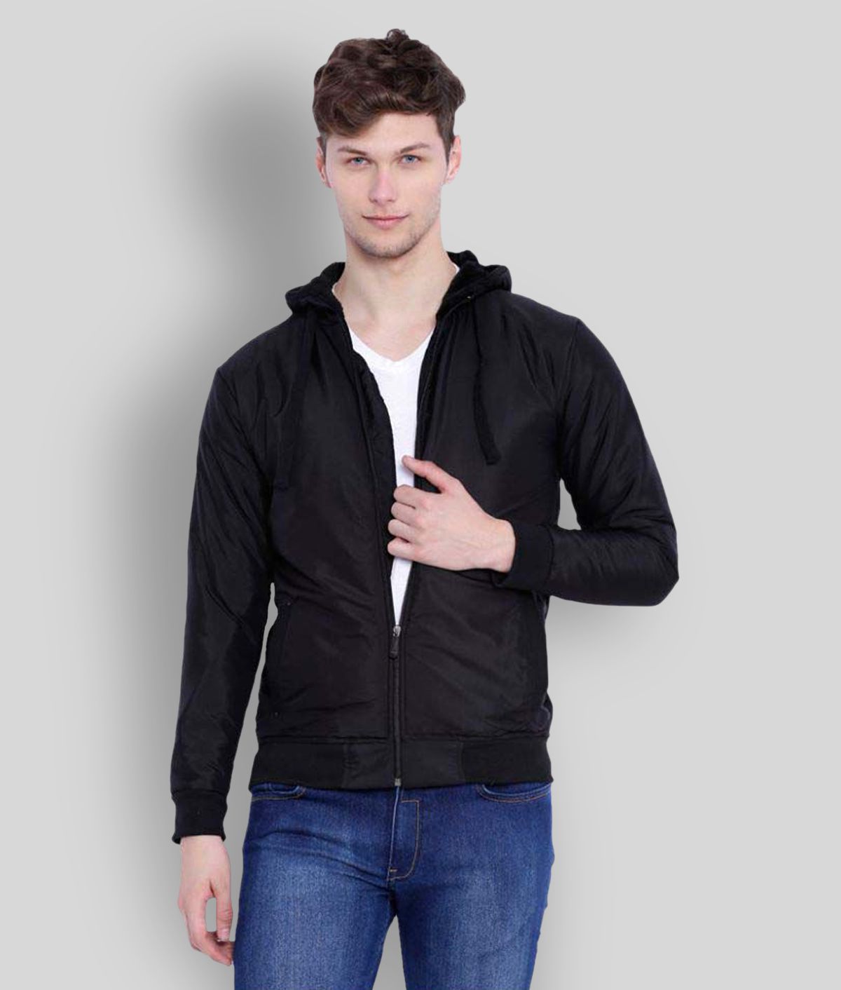     			Campus Sutra - Black Polyester Regular Fit Men's Casual Jacket ( Pack of 1 )