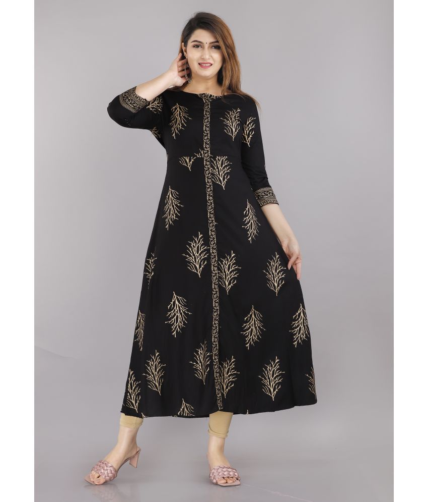     			EXPORTHOUSE - Black Rayon Women's Flared Kurti ( Pack of 1 )