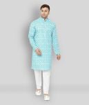 Hangup - Blue Silk Regular Fit Men's Kurta Pyjama Set ( Pack of 1 )