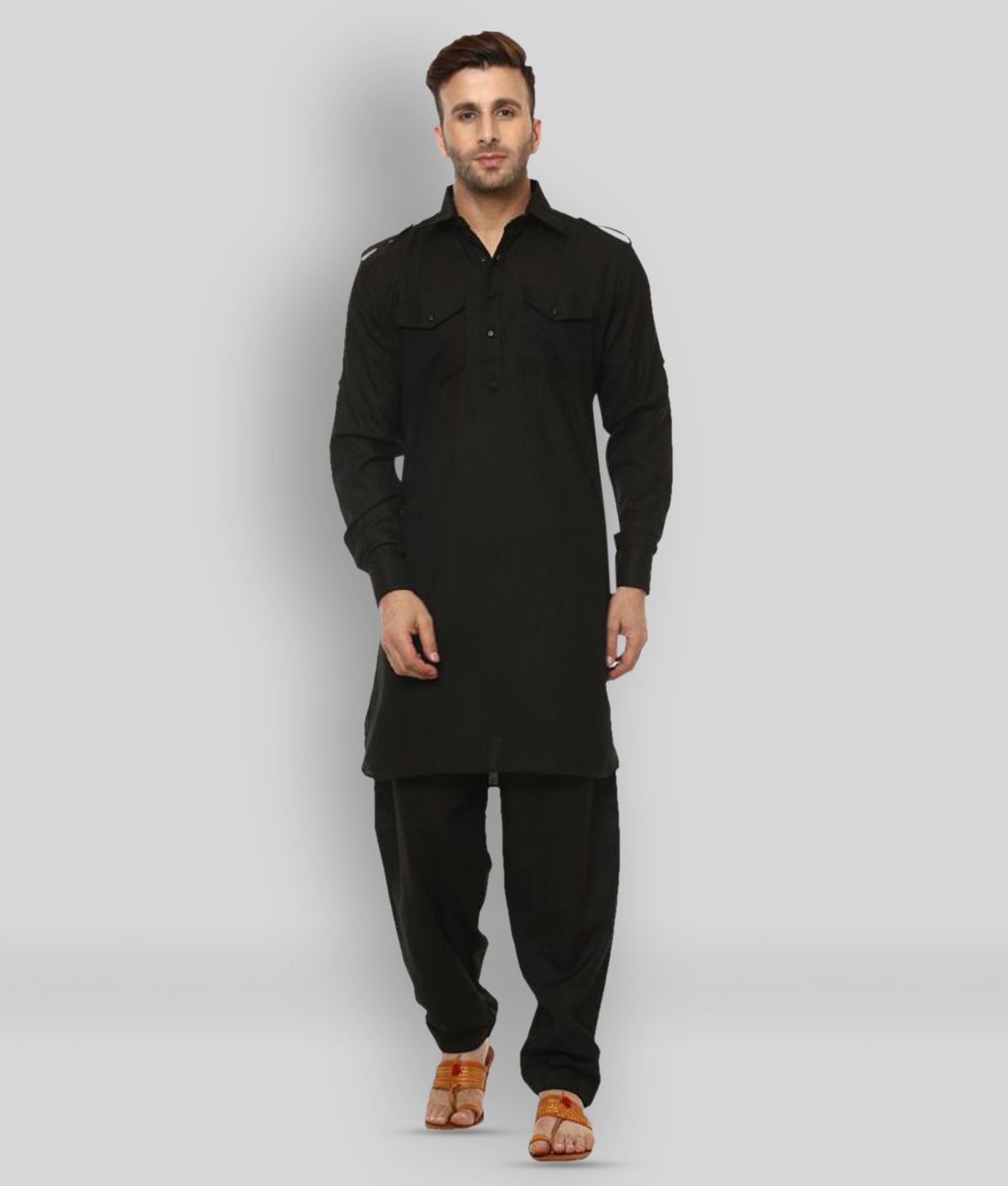     			Hangup - Black Cotton Regular Fit Men's Pathani Suit ( Pack of 1 )