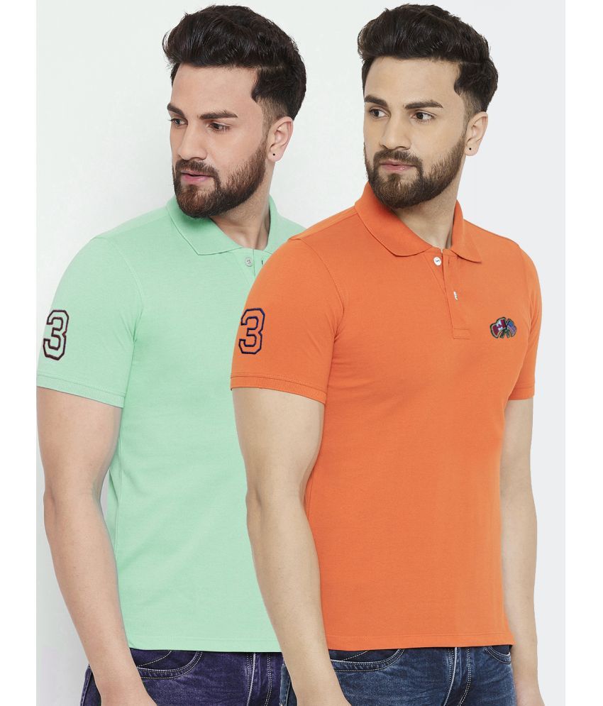     			Merriment - Orange Cotton Blend Regular Fit Men's Polo T Shirt ( Pack of 2 )