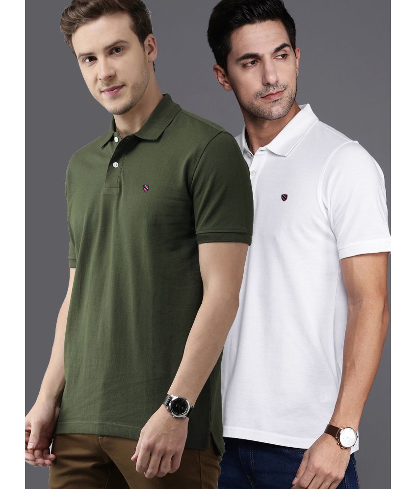     			Merriment - White Cotton Blend Regular Fit Men's Polo T Shirt ( Pack of 2 )
