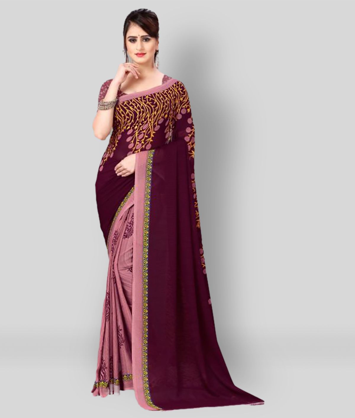     			ANAND SAREES - Multicolor Georgette Saree With Blouse Piece (Pack of 1)