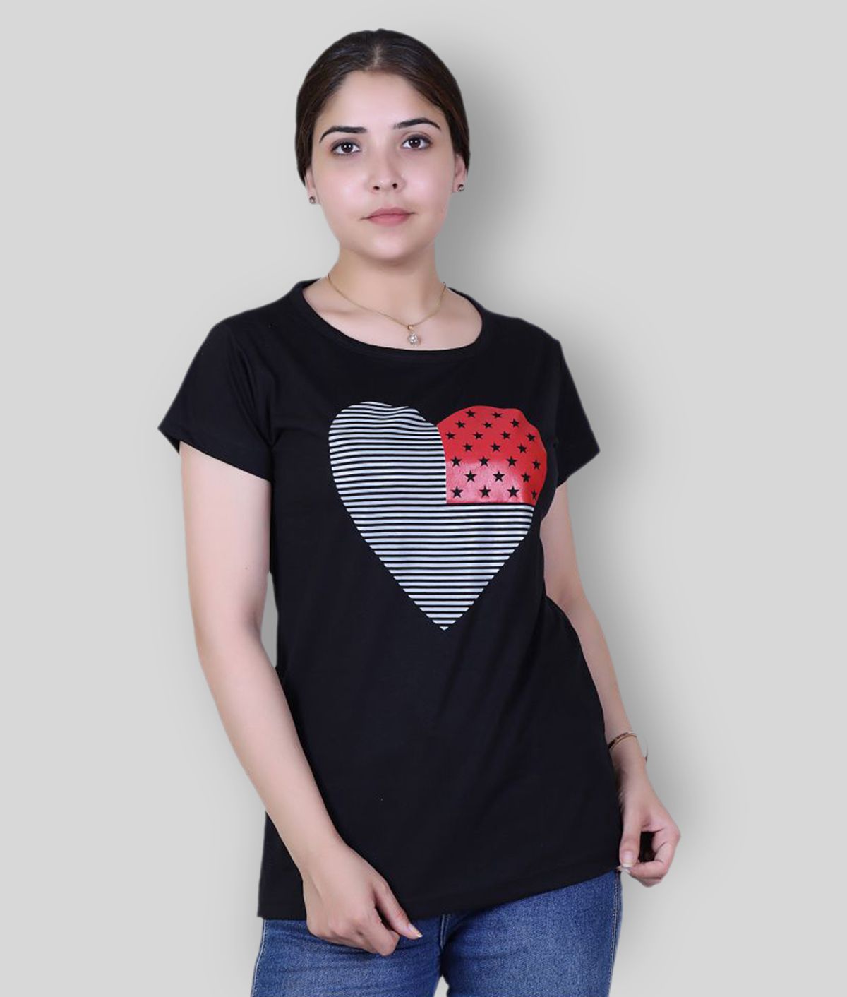     			Varenyam - Black Cotton Blend Regular Fit Women's T-Shirt ( Pack of 1 )