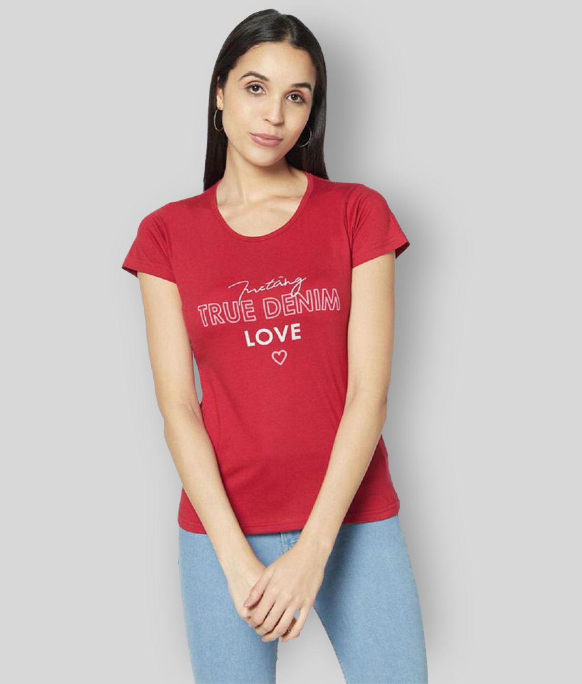     			Whyme Fashion - Red Cotton Regular Fit Women's T-Shirt ( Pack of 1 )