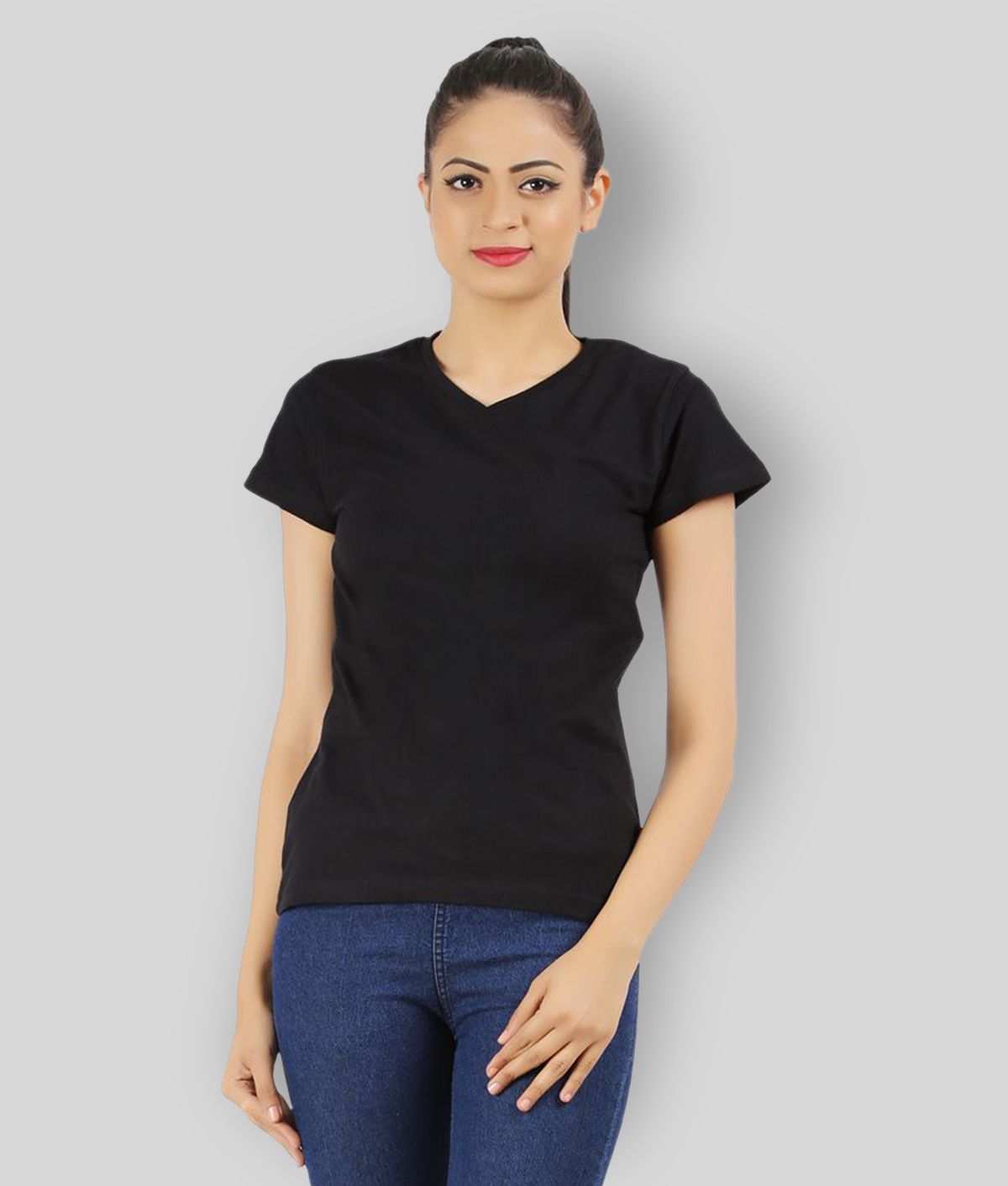     			Ap'pulse - Black Cotton Regular Fit Women's T-Shirt ( Pack of 1 )