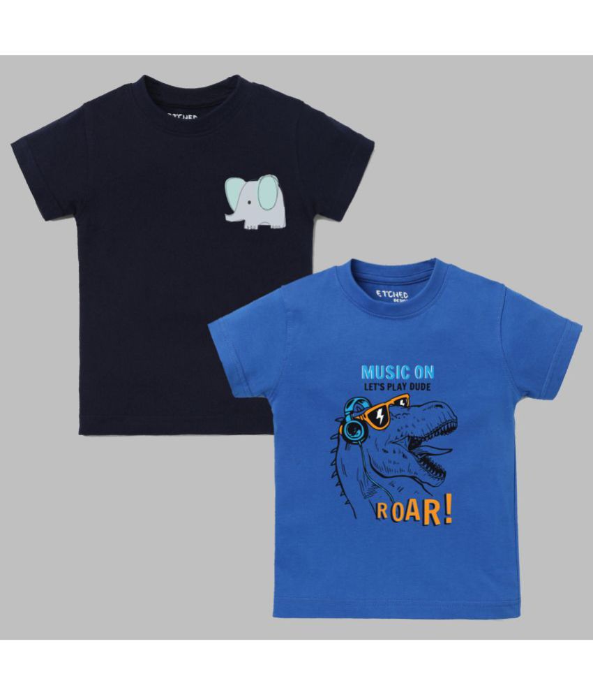 ETCHED DESIGN - Multicolor Cotton Boy's T-Shirt ( Pack of 2 )