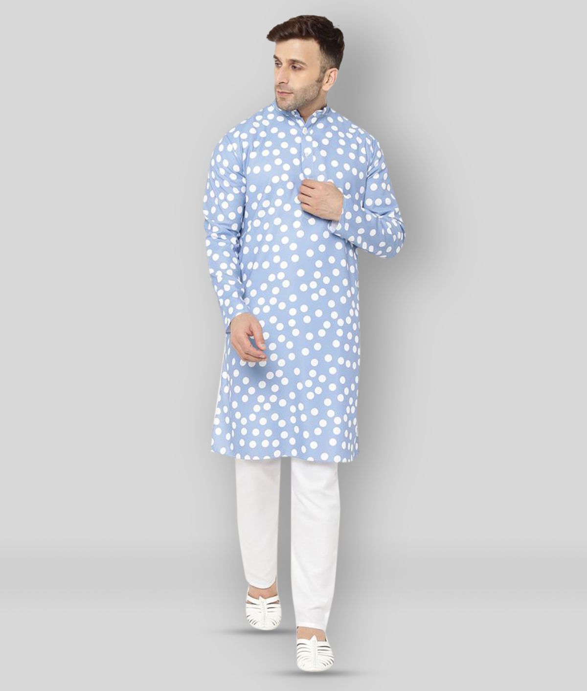     			Hangup - Blue Cotton Blend Regular Fit Men's Kurta Pyjama Set ( Pack of 1 )