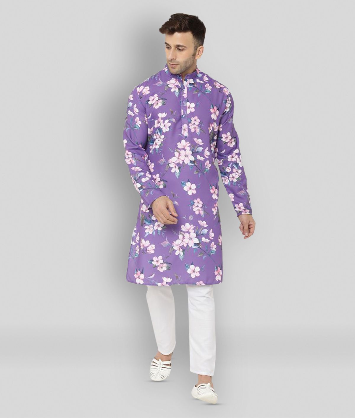     			Hangup - Purple Cotton Regular Fit Men's Kurta Pyjama Set ( Pack of 1 )