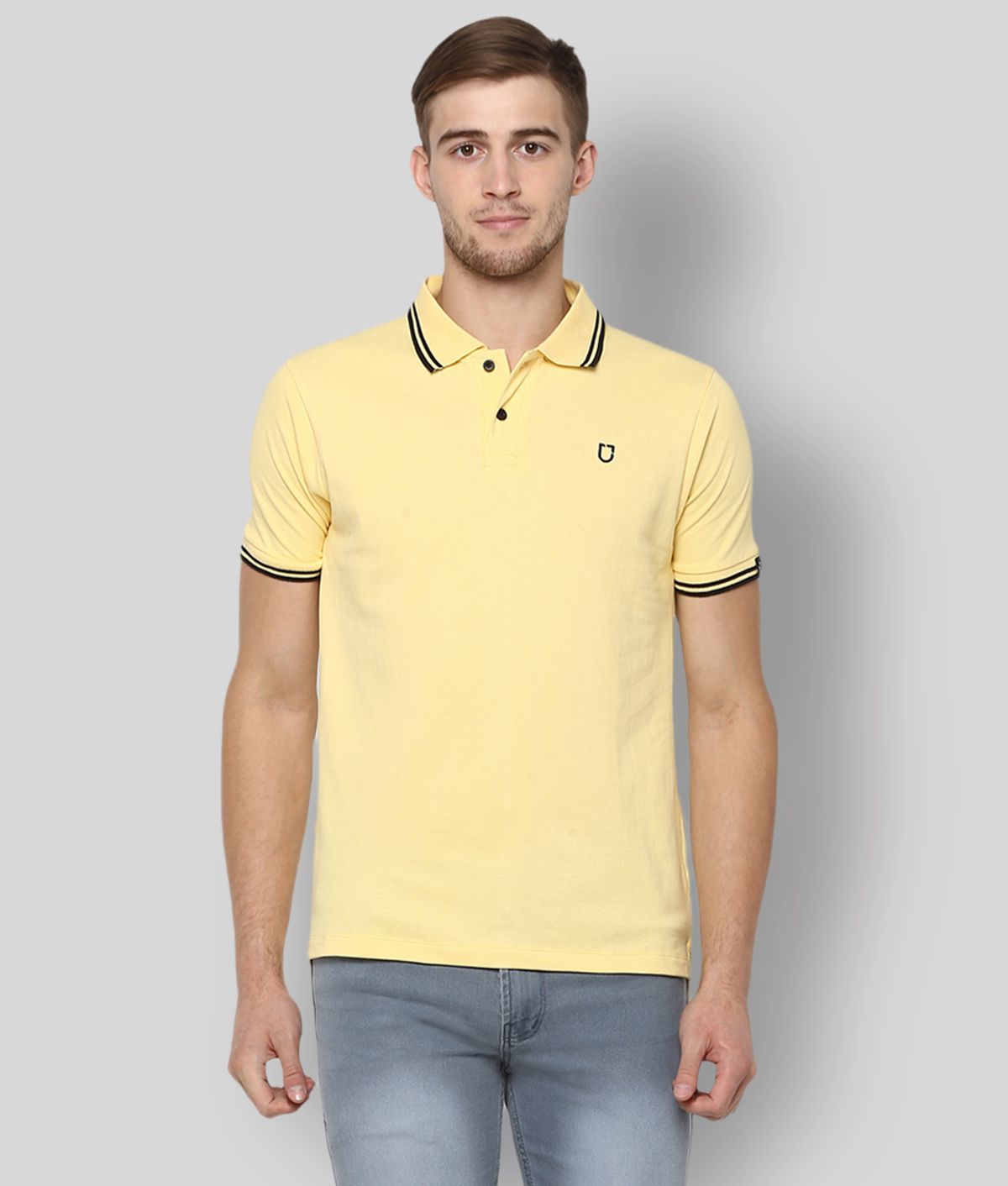 Urbano Fashion - Yellow Cotton Slim Fit Men's Polo T Shirt ( Pack of 1 )