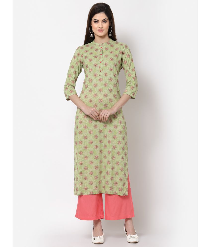     			HISHAM - Green Rayon Women's Straight Kurti ( Pack of 1 )