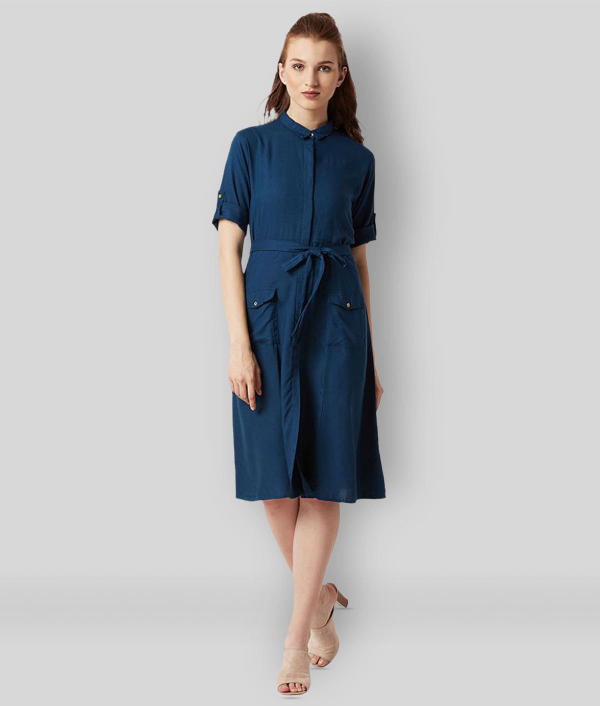     			Miss Chase - Navy Blue Rayon Women's Shirt Dress ( Pack of 1 )