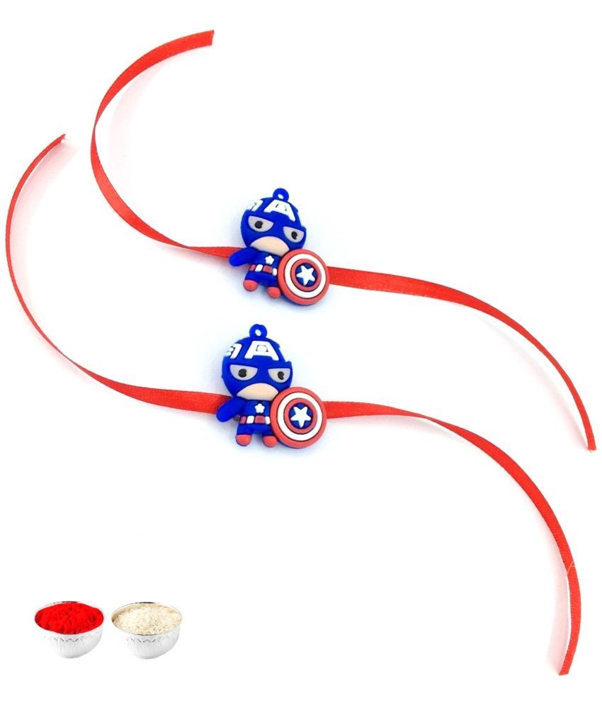     			thriftkart Kids Rakhi Multicolour Captain America Rakhi Combo of 2PC silicon