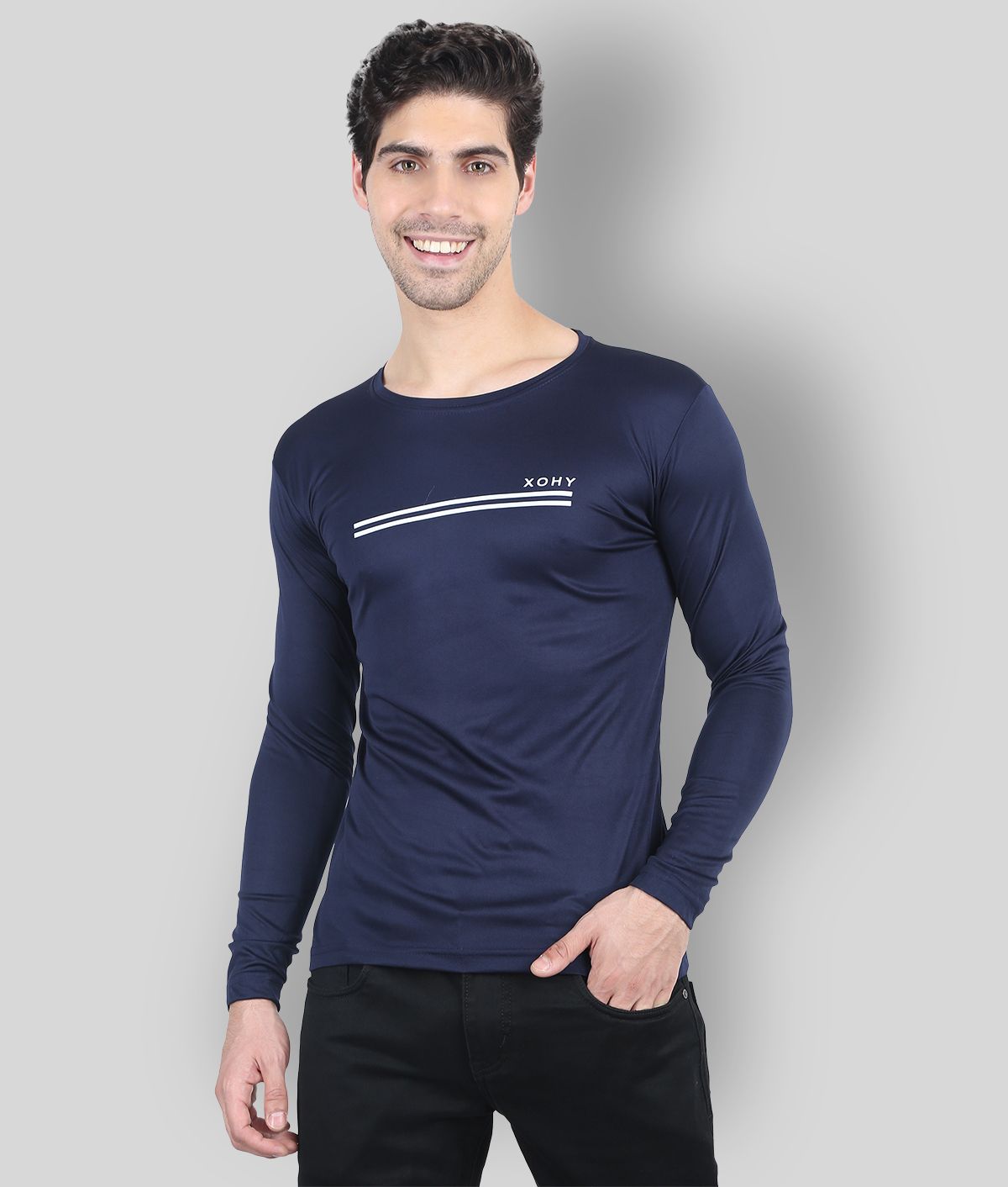     			xohy - Navy Nylon Regular Fit Men's Sports T-Shirt ( Pack of 1 )