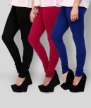 Famaya - Multicolor Cotton Women's Leggings ( Pack of 3 )