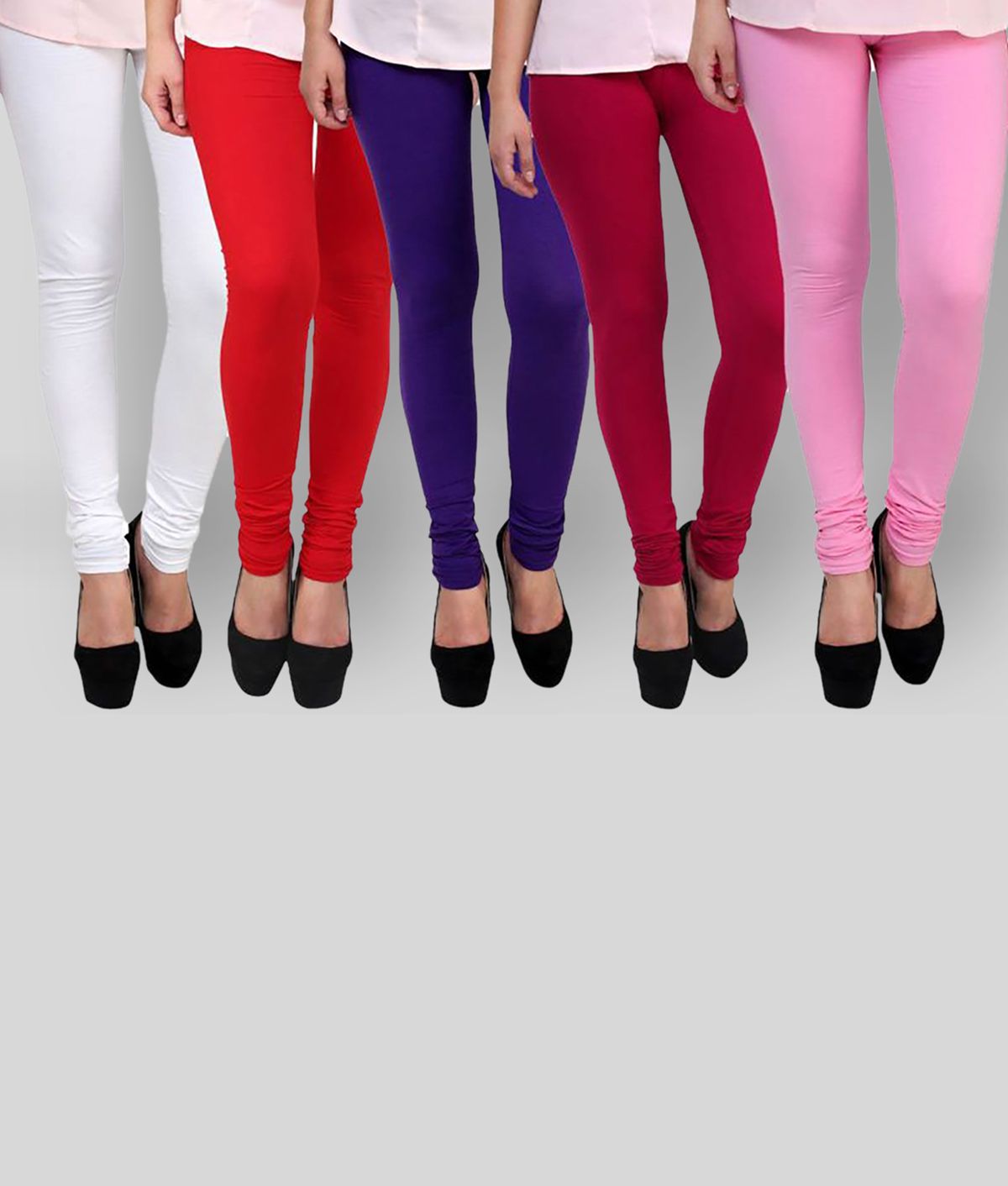     			FnMe - Multicolor Cotton Blend Women's Leggings ( Pack of 5 )