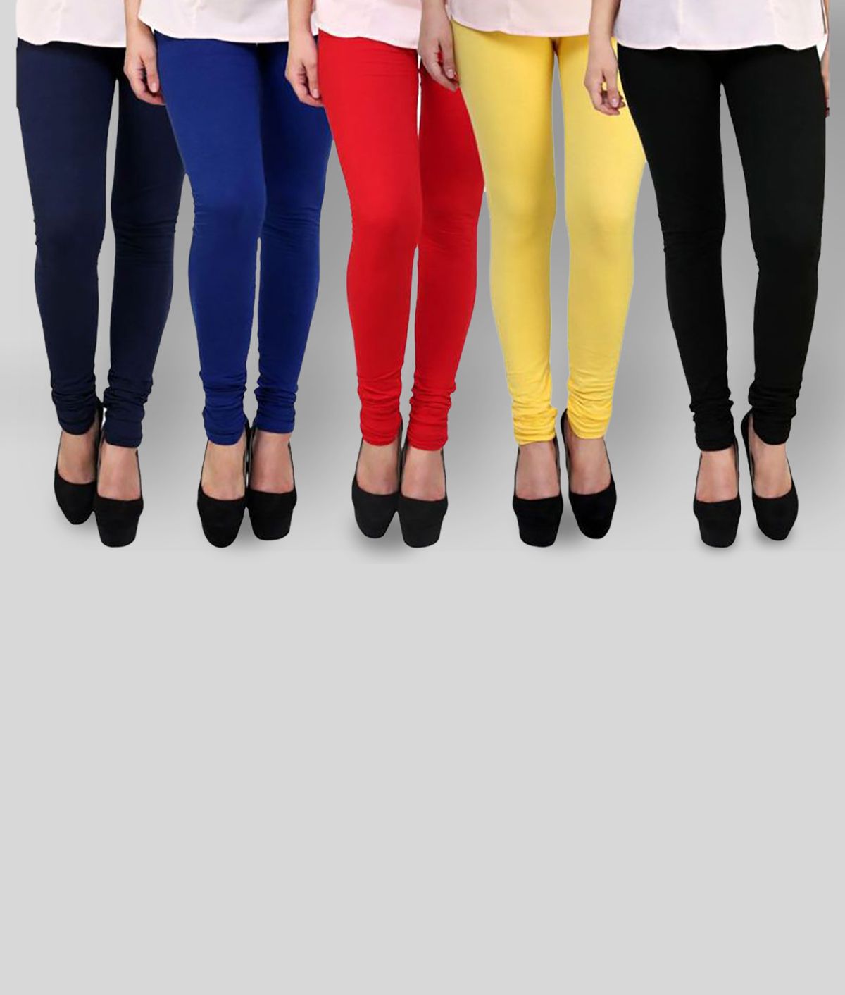     			FnMe - Multicolor Cotton Blend Women's Leggings ( Pack of 5 )