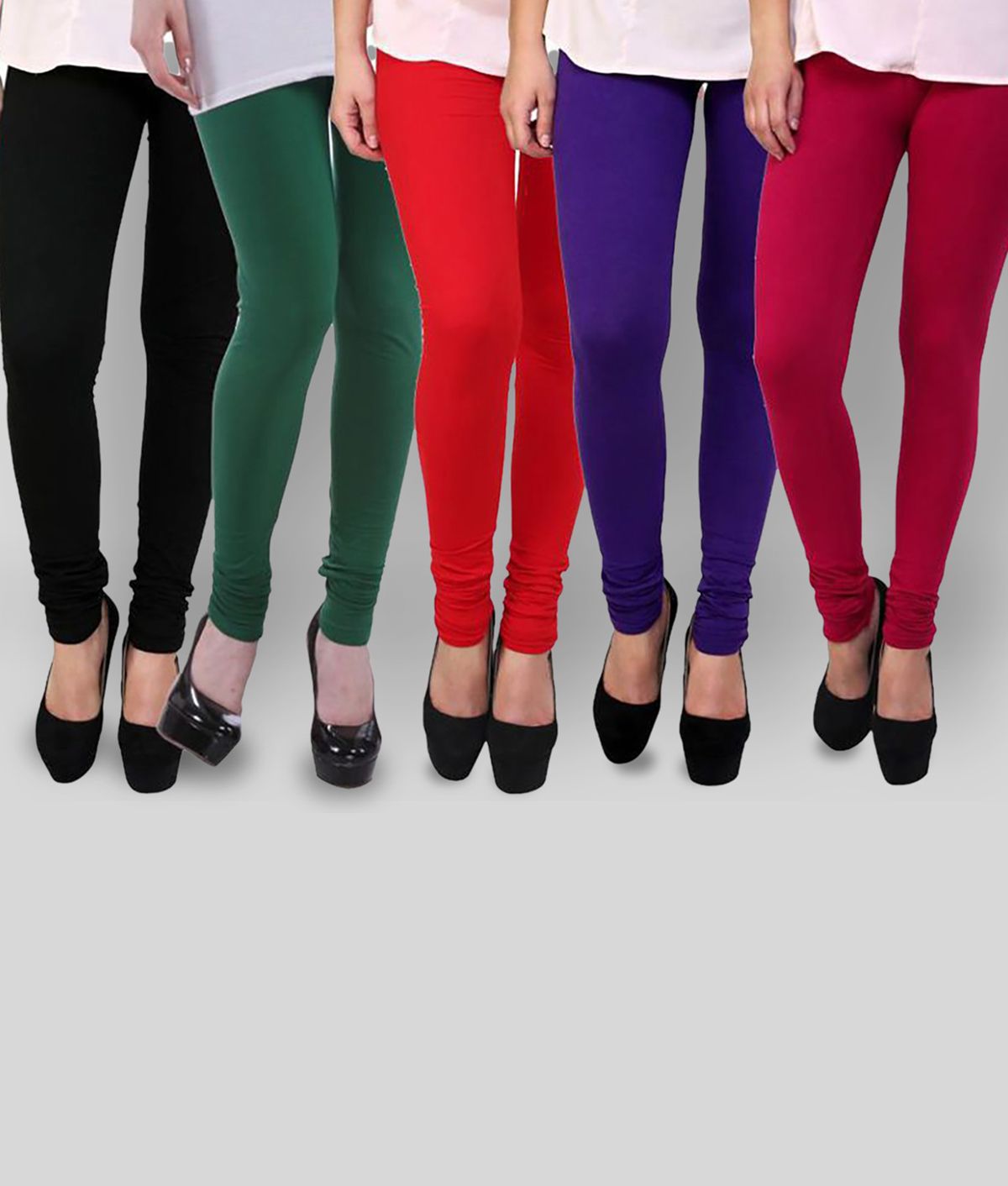     			FnMe - Multicolor Cotton Blend Women's Leggings ( Pack of 5 )