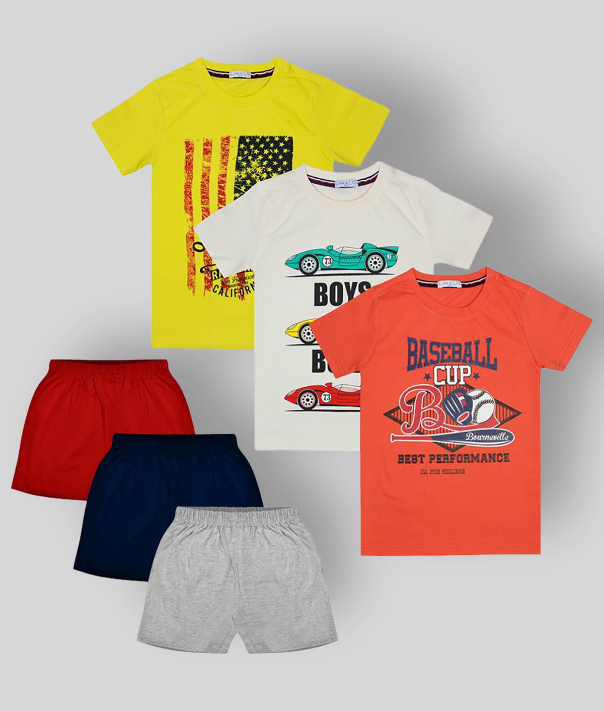 Luke and Lilly - Multi Cotton Boy's T-Shirt & Shorts ( Pack of 3 )