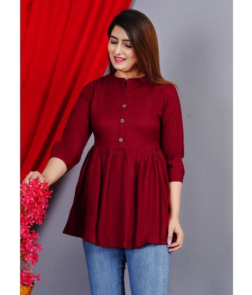     			SIPET - Maroon Rayon Women's Empire Top ( Pack of 1 )