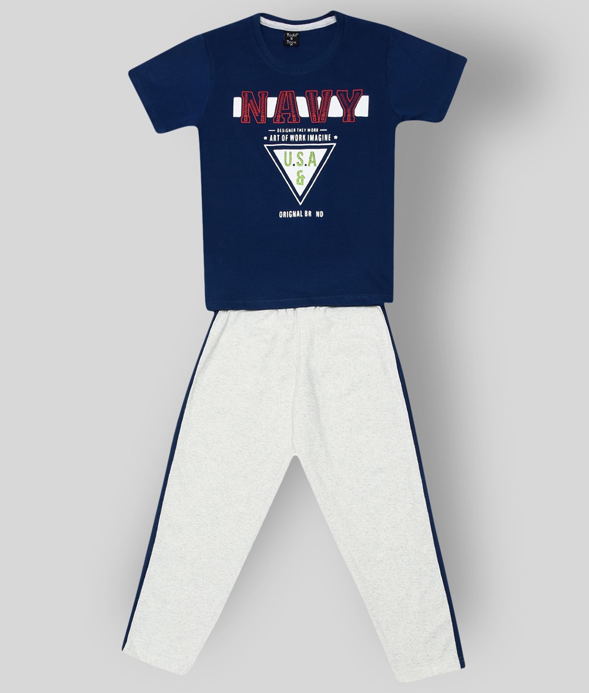 Todd N Teen - Navy Cotton Boy's T-Shirt & Trackpants ( Pack of 1 )