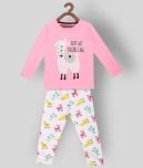 Lazy Shark Pack of 1 Girls Cotton Blend Night Suit Set ( Pink )