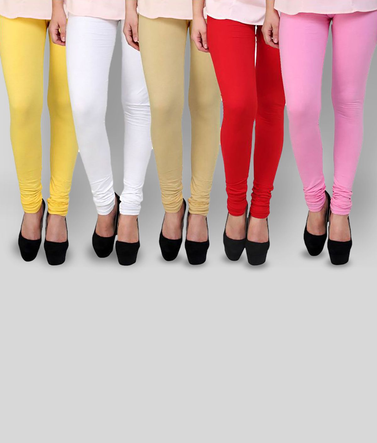     			FnMe - Multicolor Cotton Blend Women's Leggings ( Pack of 5 )
