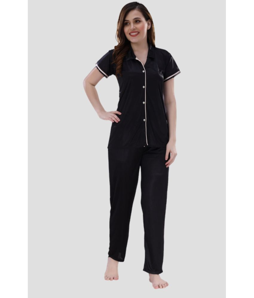     			Romaisa - Black Satin Women's Nightwear Nightsuit Sets ( Pack of 1 )