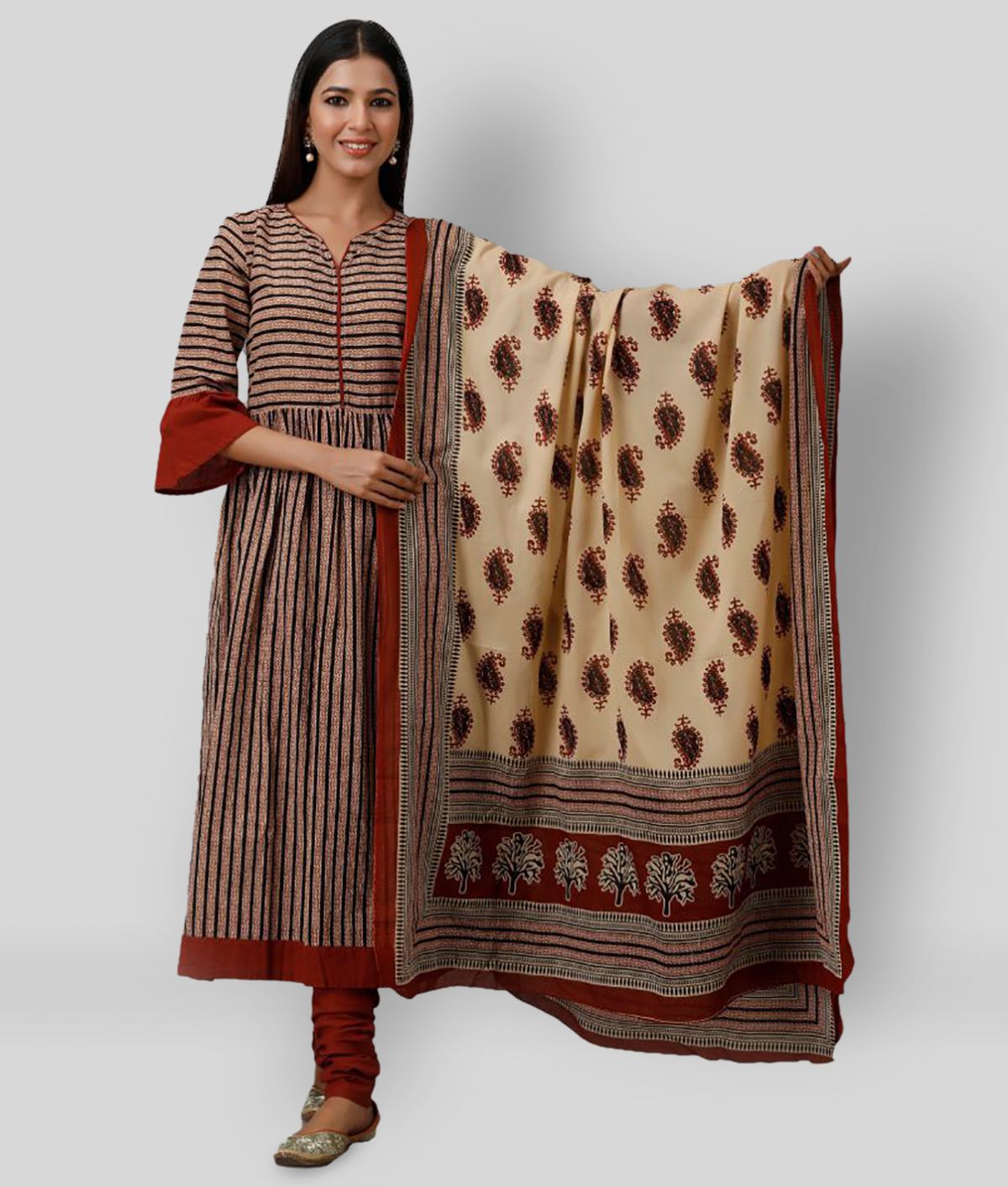     			SVARCHI - Multicolor Anarkali Cotton Women's Stitched Salwar Suit ( Pack of 1 )