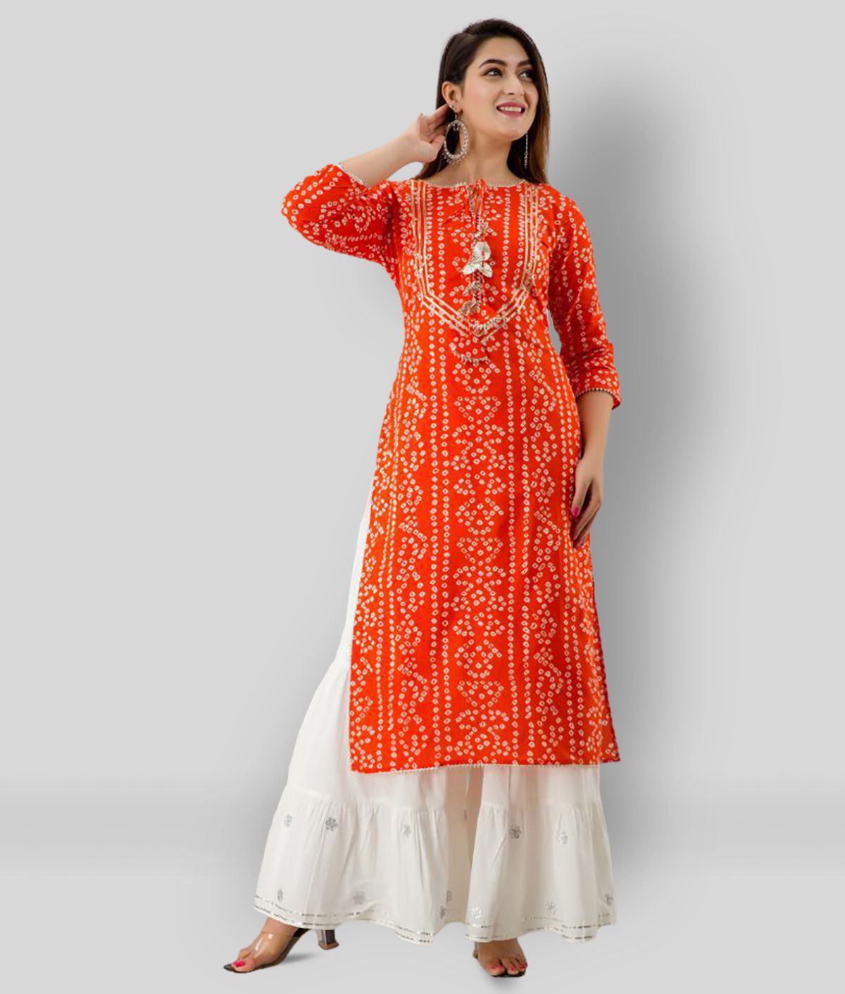     			SVARCHI - Orange Straight Cotton Blend Women's Stitched Salwar Suit ( Pack of 1 )