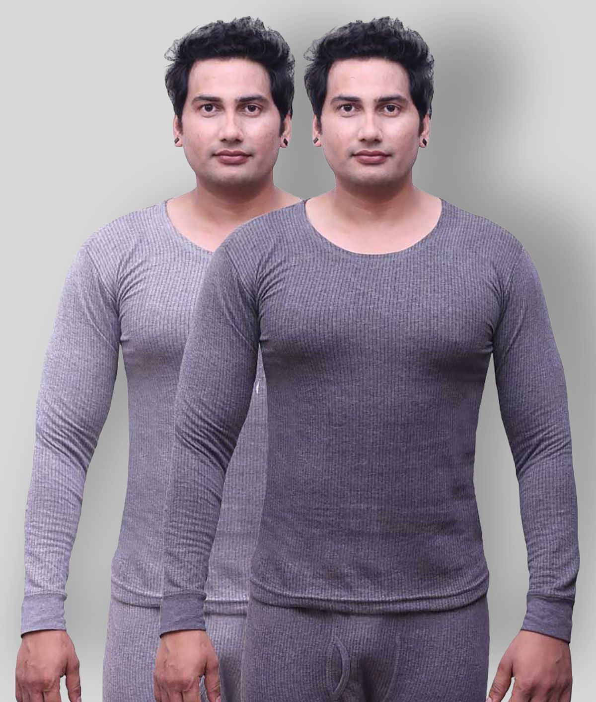     			Selfcare - Grey Cotton Men's Thermal Tops ( Pack of 2 )