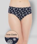 Clovia - Navy Blue Cotton Printed Women's Hipster ( Pack of 1 )