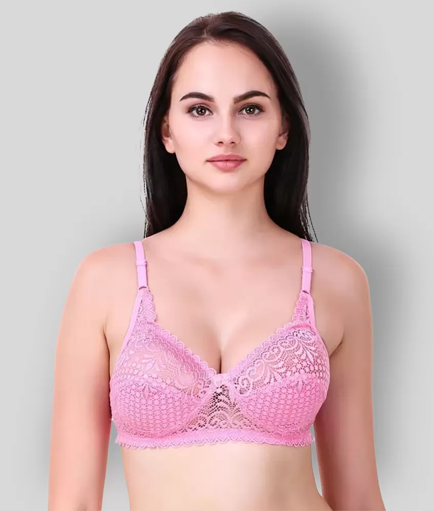Sherry - Pink Lace Non Padded Women's Bralette ( Pack of 1 )