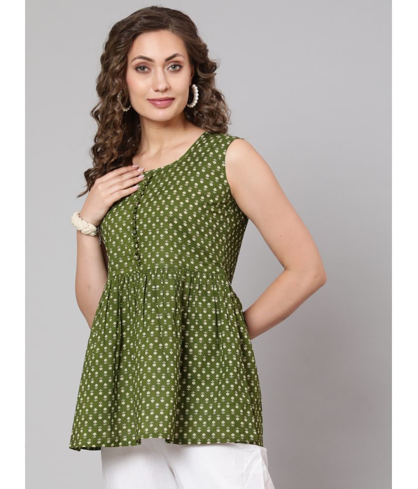     			Antaran - Green Cotton Women's A-line Kurti ( Pack of 1 )