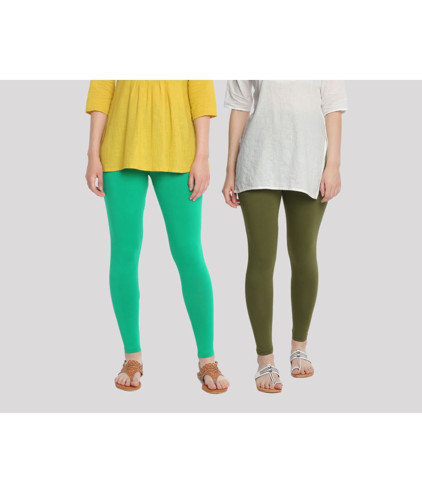Dollar Missy - Multicoloured Cotton Women's Leggings ( Pack of 2 )