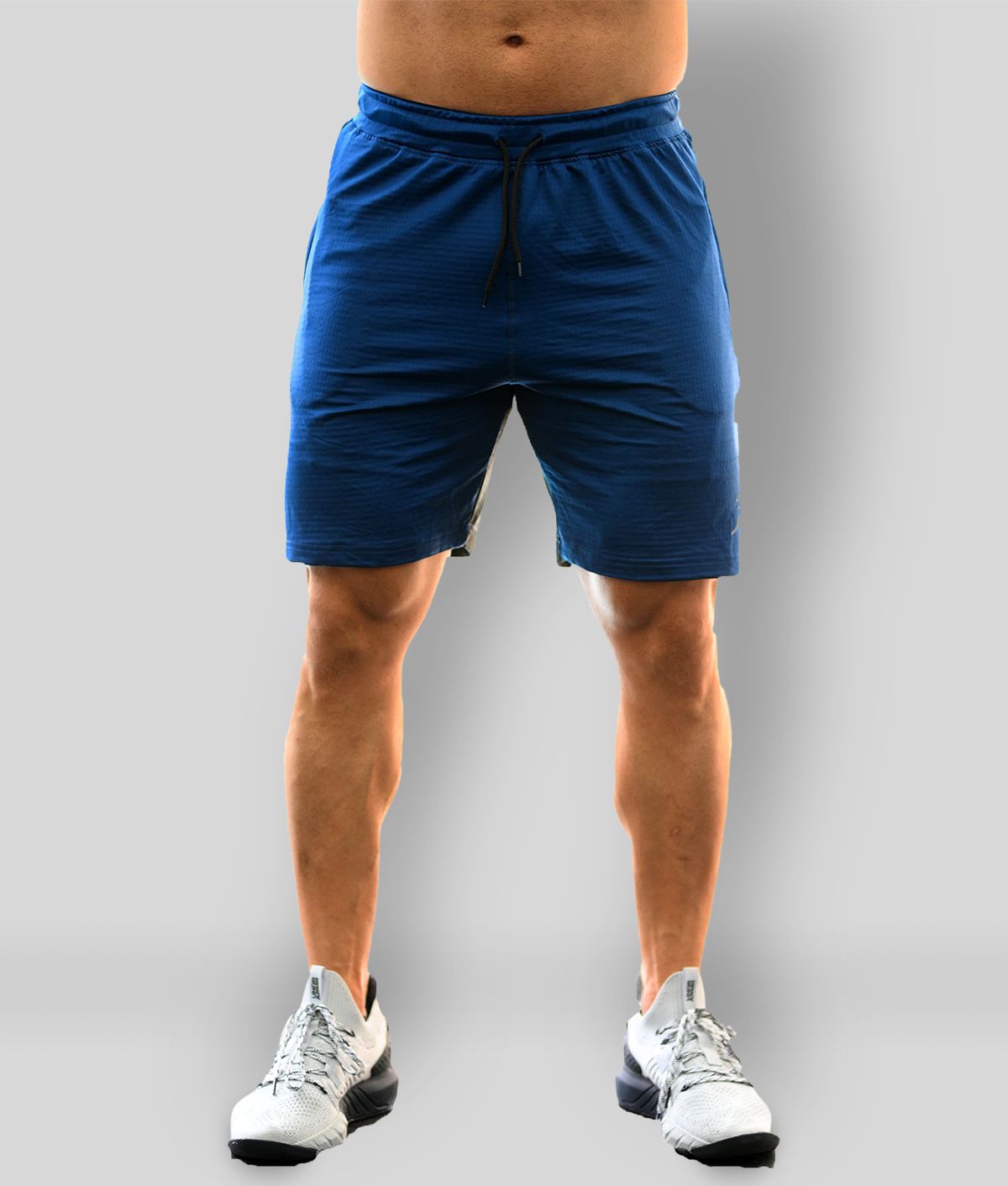     			Fuaark Blue Polyester Lycra Fitness Shorts Single