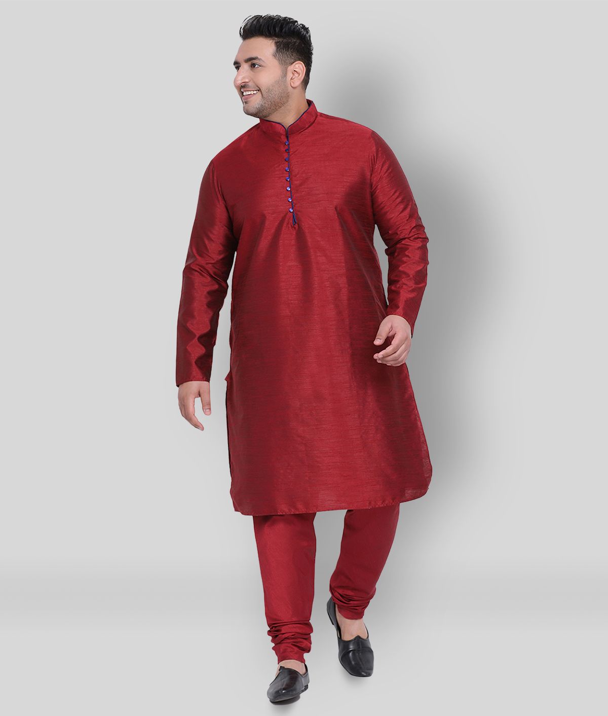     			Hangup Maroon Silk Blend Kurta Pyjama Set