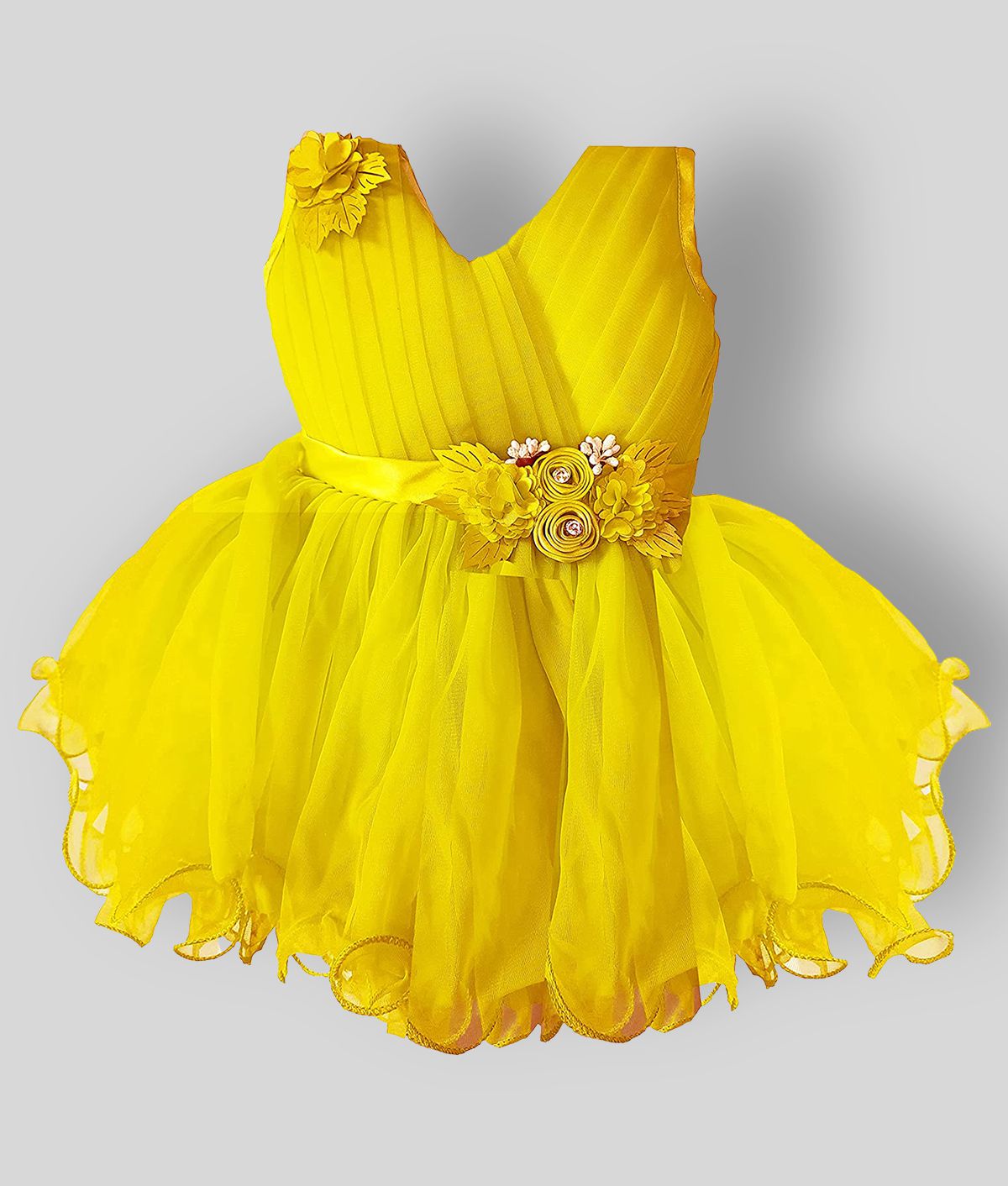     			LITTLE PANDA - Yellow Cotton Baby Girl's Frock ( Pack of 1 )