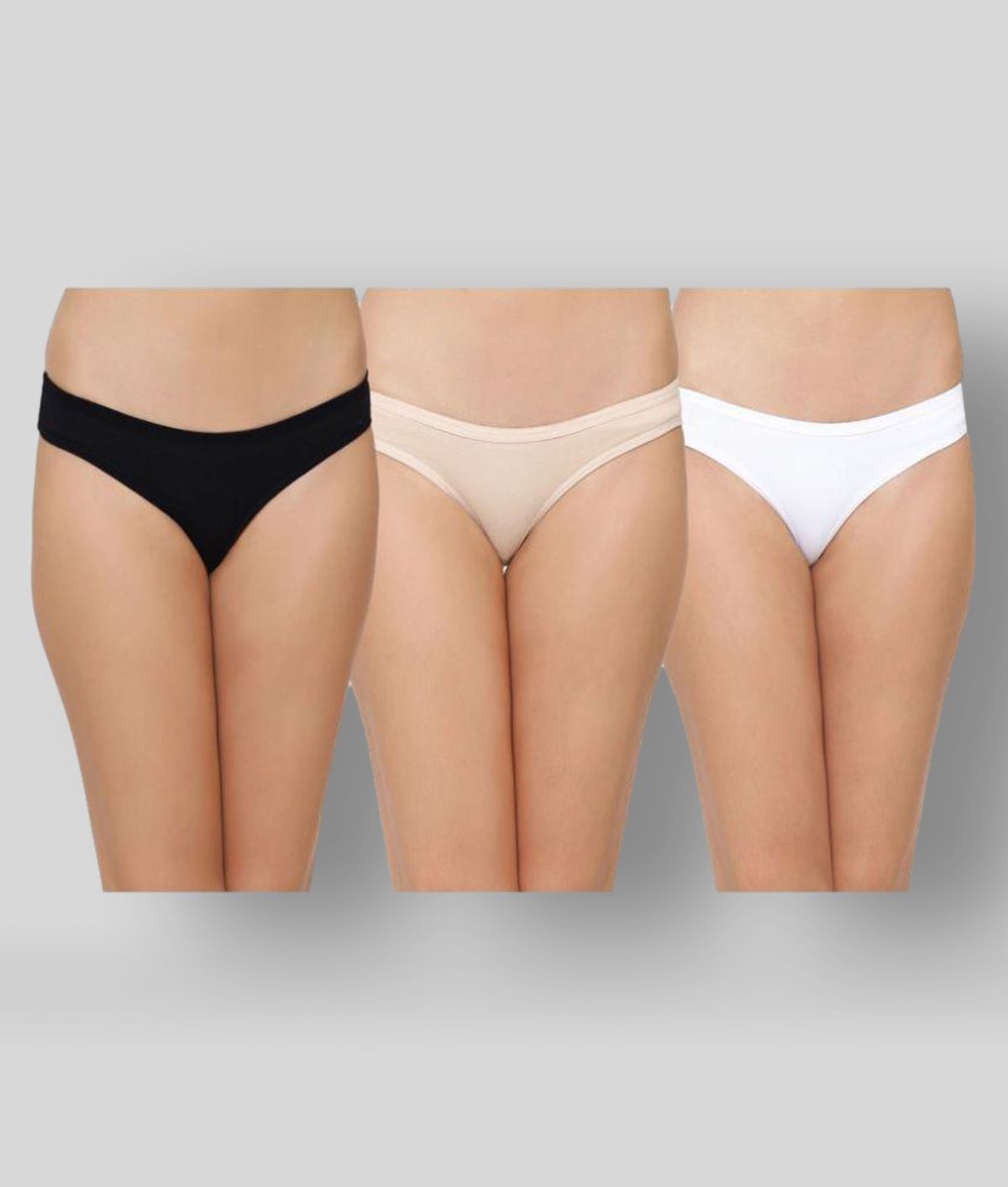     			Leading Lady Pack of 3 Cotton Solid Women's Thongs ( Multi Color )