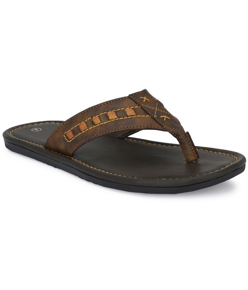     			Leeport - Brown Men's Thong Flip Flop