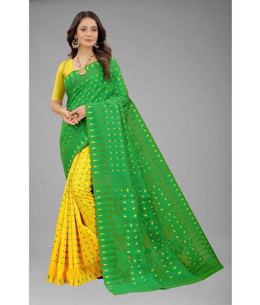 NENCY FASHION - Light Green Jacquard Saree Without Blouse Piece ( Pack of 1 )