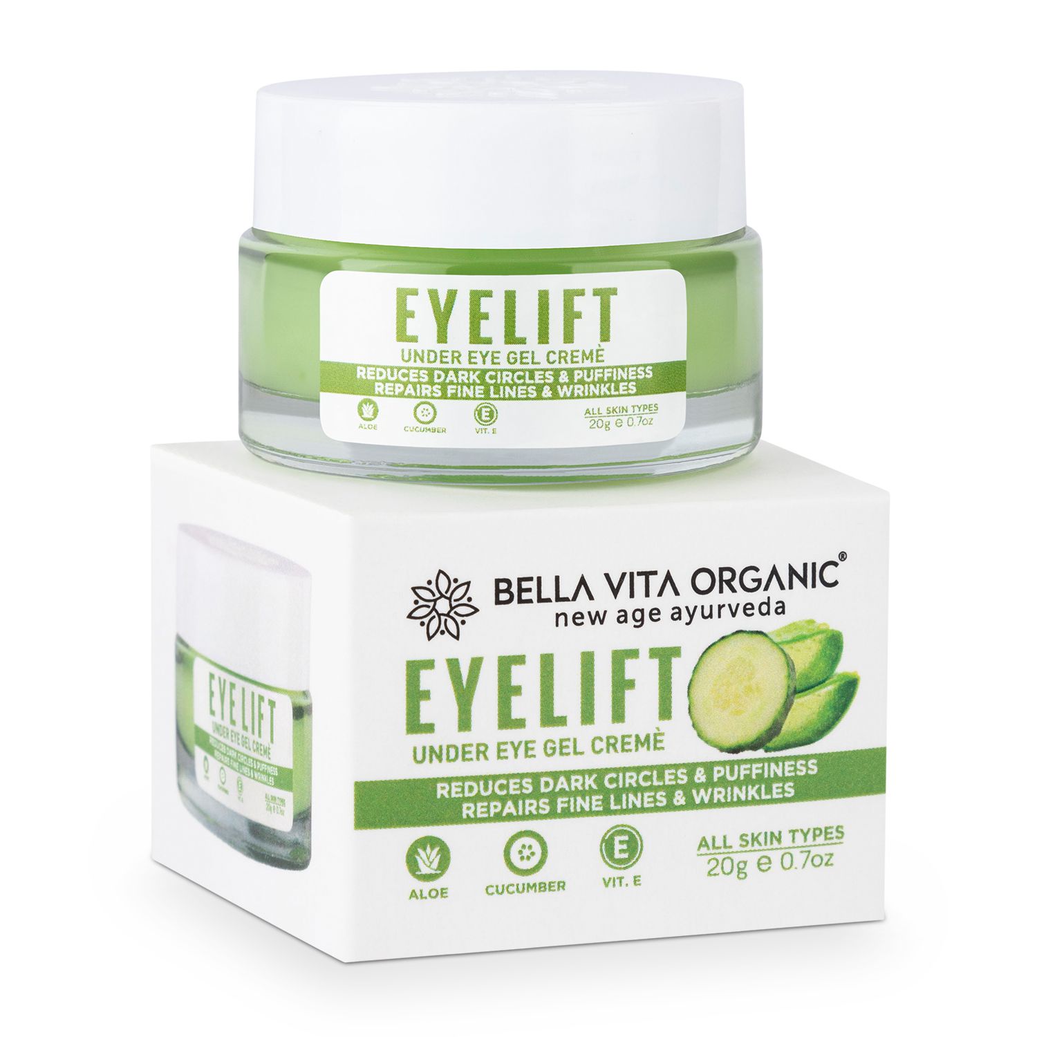 Bella Vita Organic Eyelift Eye Cream Gel for Dark Circles, Puffy Eyes, Wrinkles & Removal Of Fine Lines - 20 gm