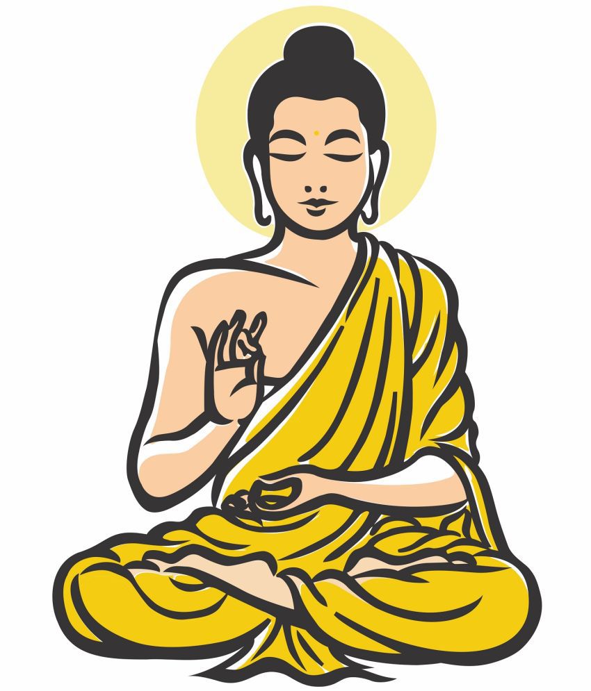     			Asmi Collection Meditating God Buddha Wall Sticker ( 85 x 60 cms )
