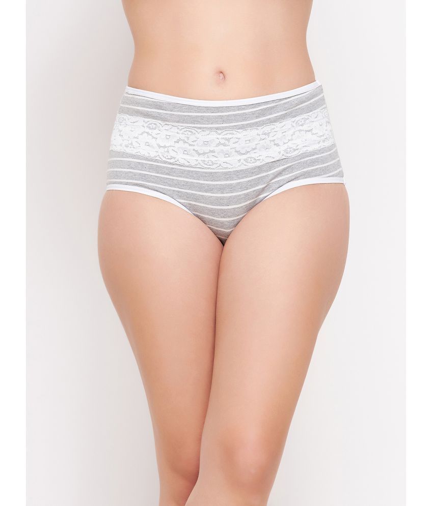     			Clovia Cotton Striped Women's Briefs ( Grey )