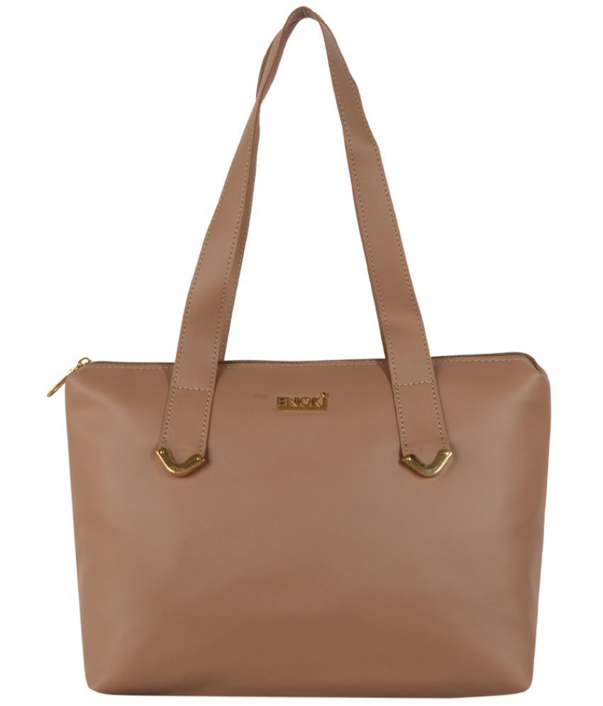     			Enoki - Beige Faux Leather Shoulder Bag