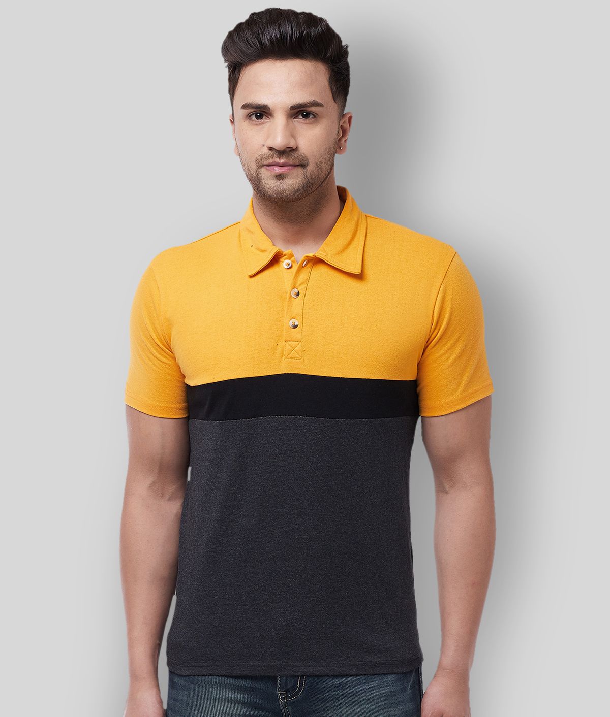 Gritstones - Yellow Cotton Blend Regular Fit Men's Polo T Shirt ( Pack of 1 )